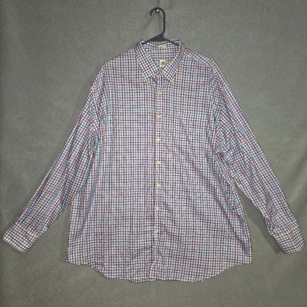 Peter Millar Mens Plaid Nanoluxe Button Down Shirt Size XXL